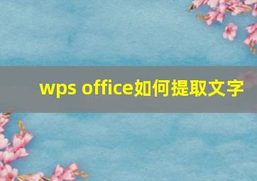 wps office如何提取文字